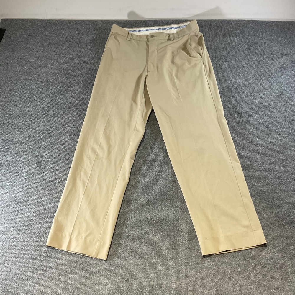FootJoy Mens Khaki Tan Performance Golf Pants W32 L32 Spandex Stretch FJ Logo